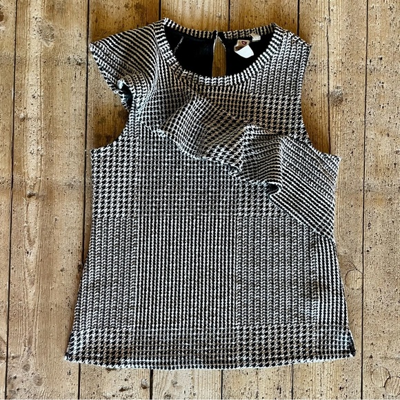 Anthropologie Dolan Callan Ruffle Houndstooth Sleeveless Top Small - Picture 2 of 7